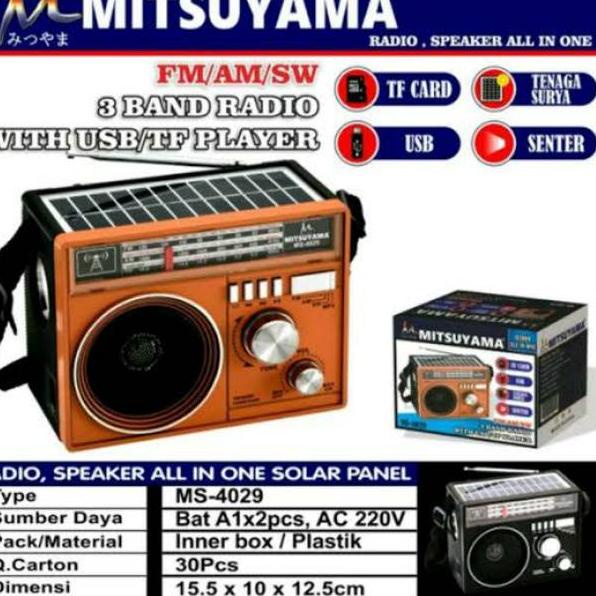 ♬ Speaker Radio Senter Tenaga Solar Cas batrai MS-4029 MITSUYAMA ➻