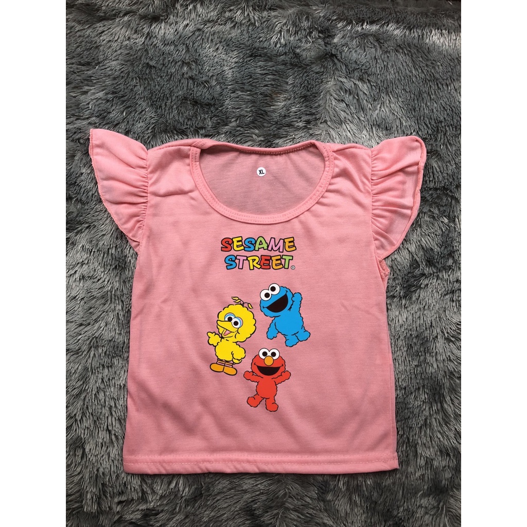 Kaos Anak Perempuan | Kaos Ruffle Tee Elmo Sesame | Baju Anak Perempuan