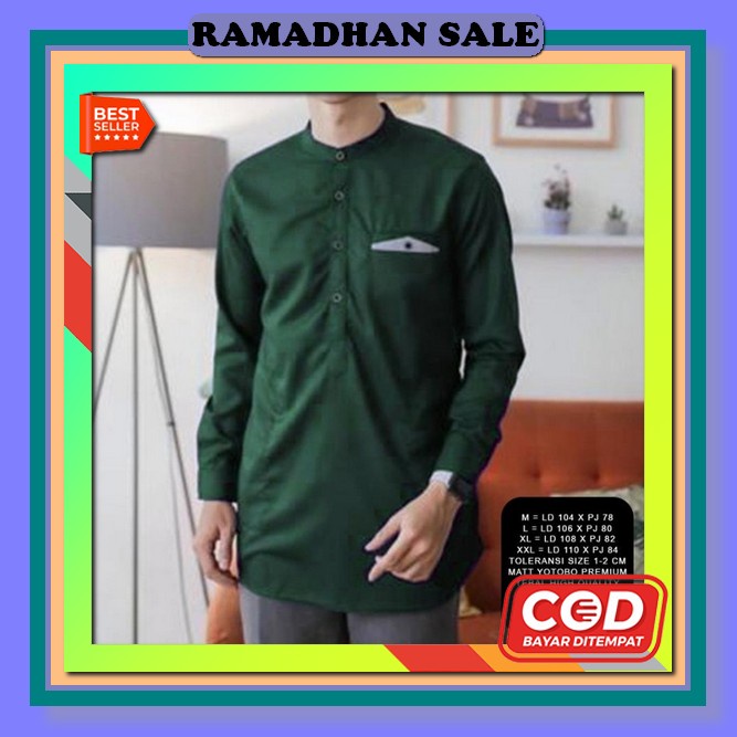 Baju Kemeja Koko Kurta Ammu Cole Hitam Pria Dewasa Lengan Tangan Panjang Pendek Katun Premium Baju M
