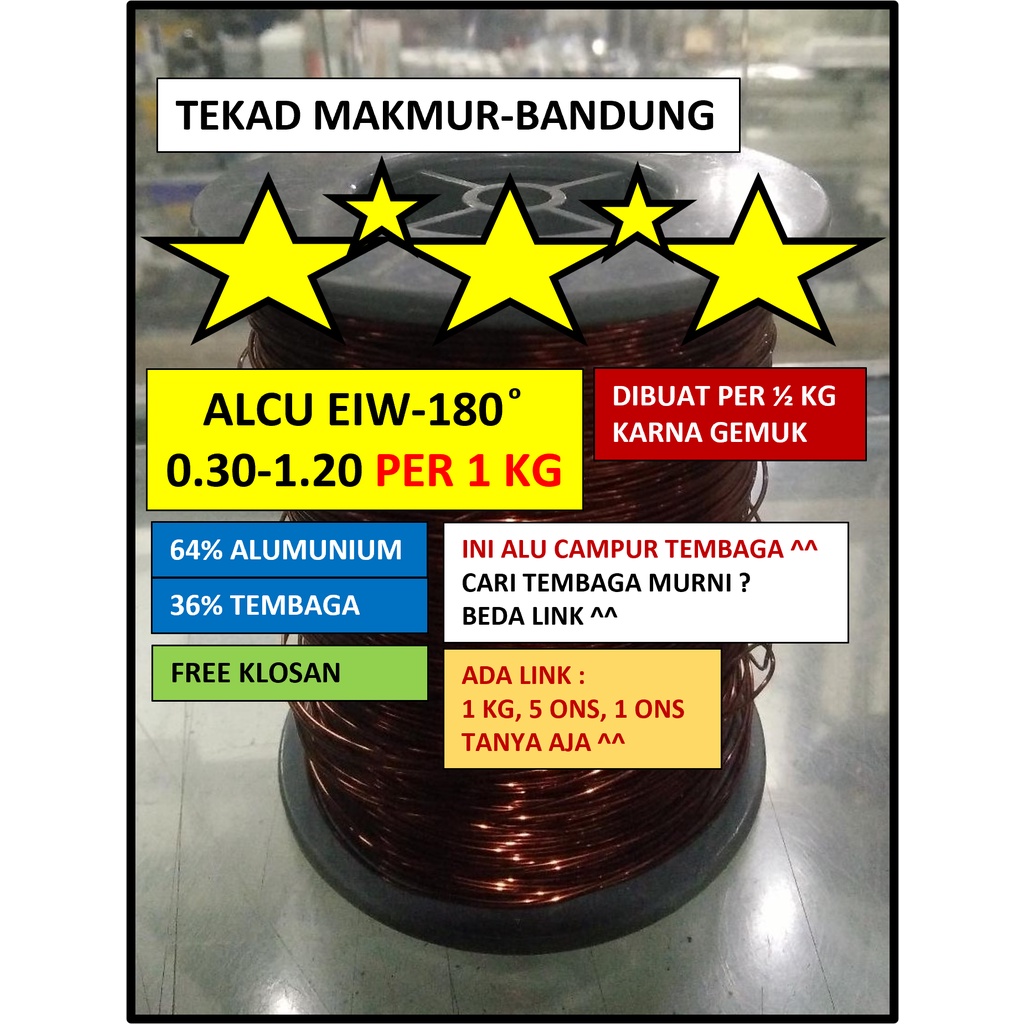 Kawat Tembaga Alumunium 0.30-0.80 - Per 1 Kg - Kawat Alcu