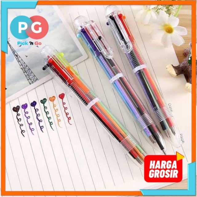 

Pulpen 6 in 1 Pena Bolpoin Warna-Warni Multi Colored Pen - PGPR