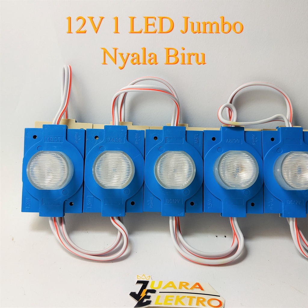 LED MODULE 12V 1 LED Jumbo Nyala Putih, Merah, Kuning, Hijau, Biru