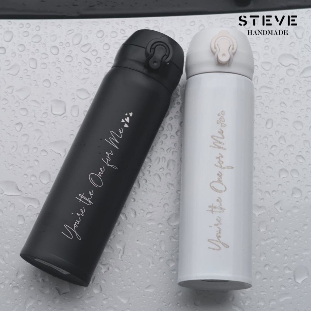 Tumbler Botol Minum Vacuum Flask TM0308 White Stainless Steel Custom Grafir Nama Logo