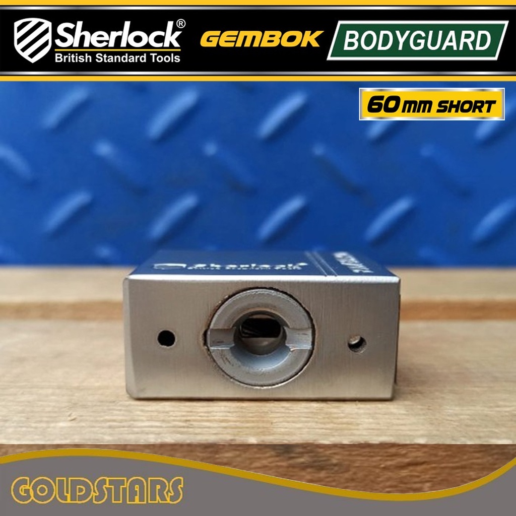 Gembok Bodyguard 60 mm Pendek Sherlock (Body Besi, Silinder &amp; Kunci Kuningan)