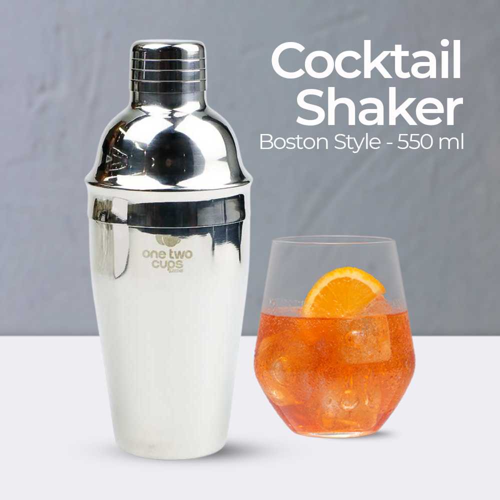 (BISA COD) FTIHSHP  Cocktail Shaker Bartender Boston Style Stainless Steel - JJ60048