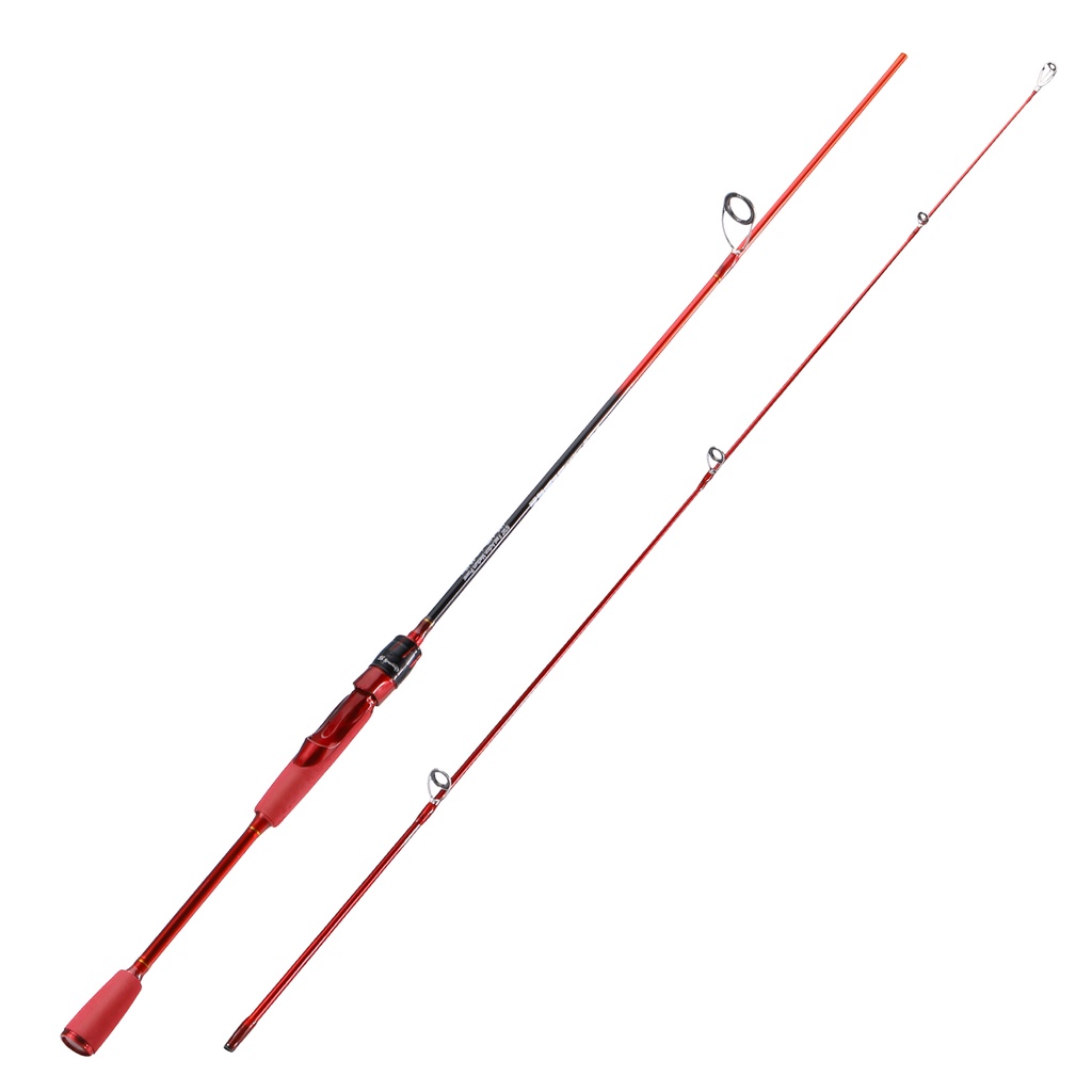 Sougayilang Joran Pancing 1.8M Red Fishing Rod 2 Sections Joran Pancing ML Power 4-12LB Spinning Fishing Rod Solid Carbon Fiber Untuk Air Manis Atau Air Manis  Joran Pancing