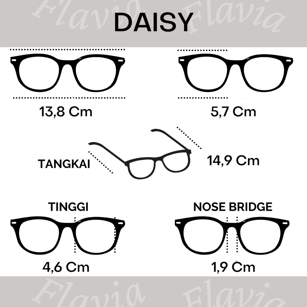 Flavia Eyewear - Kacamata Daisy Round Plastic (custom minus, photochromic, blueray, bluechromic dan photobrown)