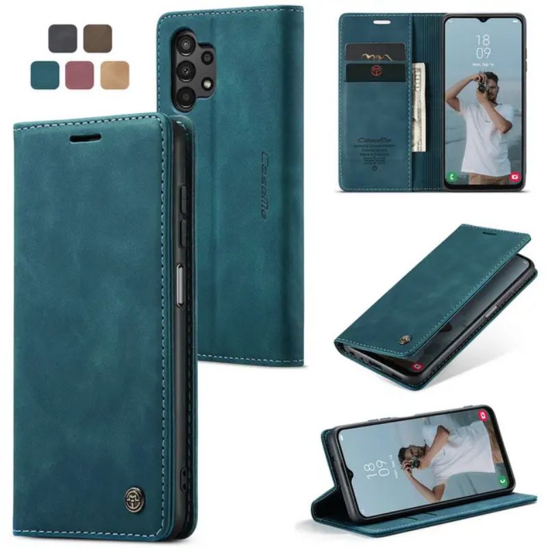 CASEME SAMSUNG GALAXY A32 4G / A325F Soft Slim Folio Flip PU Leather Wallet Case Cover with 2 Cards 