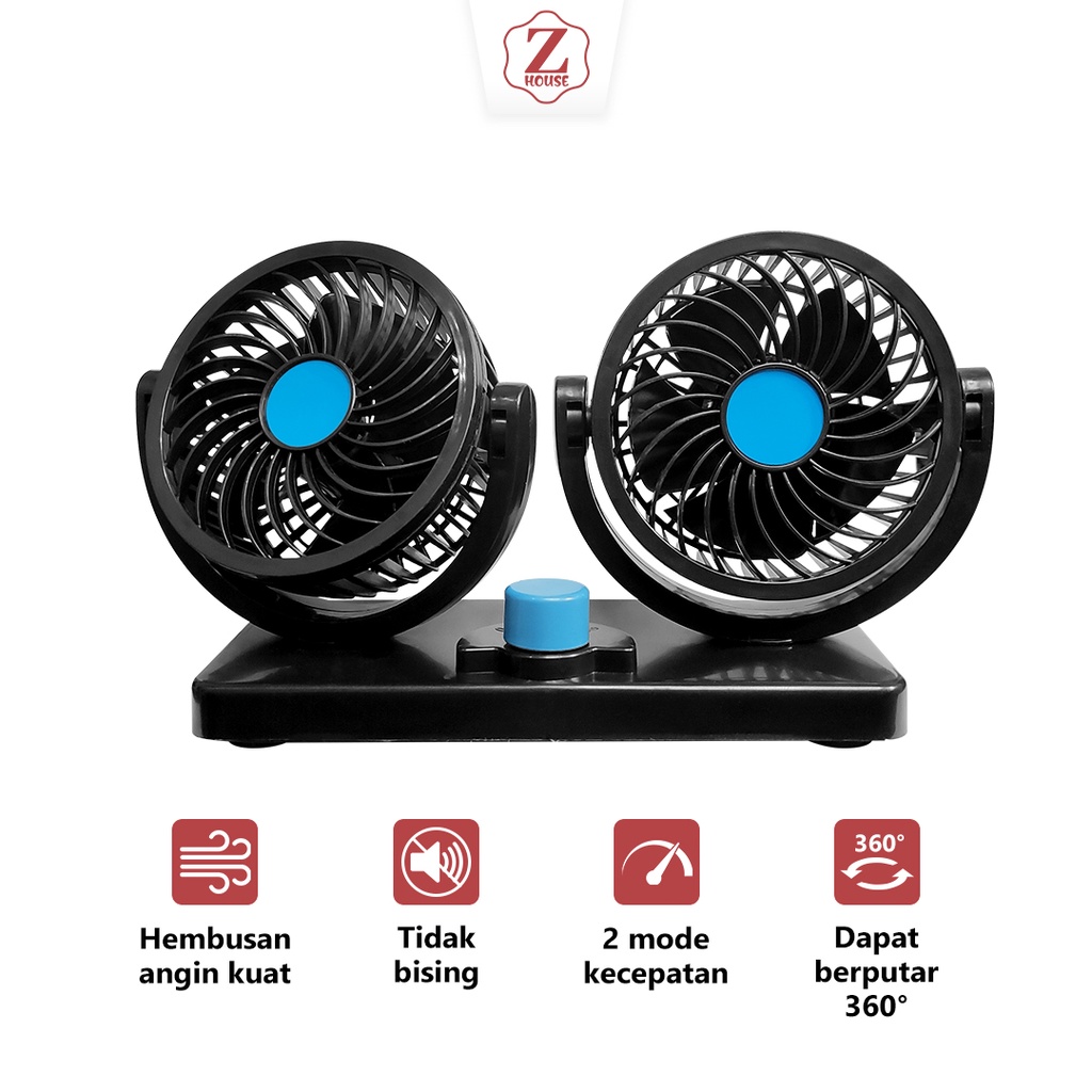 Kipas Angin Mobil Double-Headed Fan Aksesoris Mobil Interior Kipas Angin Mobil Car Cooling Double Fan/Kipas Angin Mobil 24 Volt kipas angin gantung mobil serba guna multi fungsi