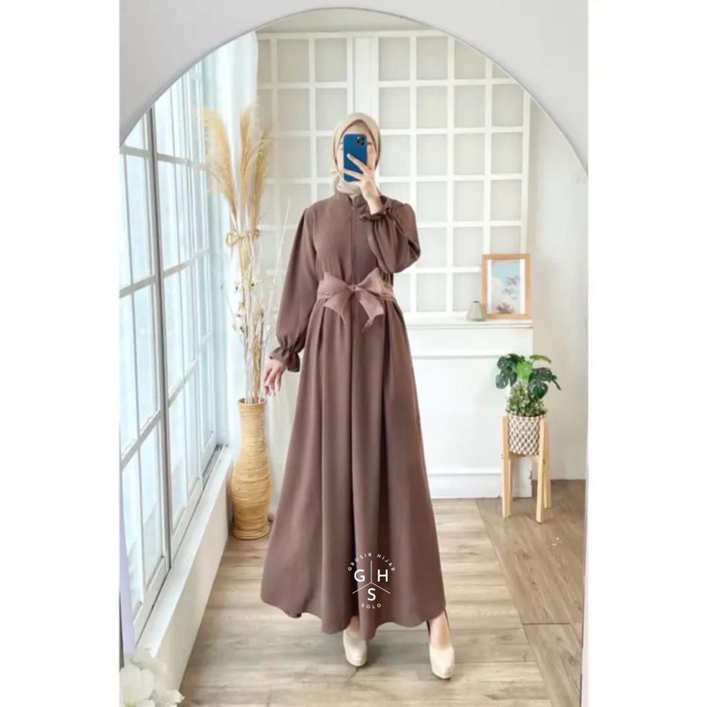 BONZAY GAMIS TALI BUSUI LEBARAN MAXI DRESS ATASAN WANITA CRINCLE AIRFLOW PREMIUM (DBY)