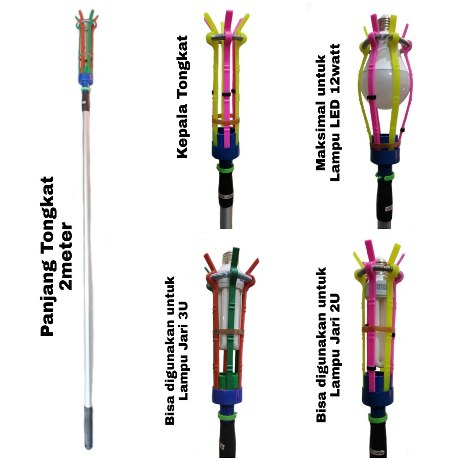 Tongkat Flexible Pengganti Lampu 2 M stik pasang lampu Galah Lampu