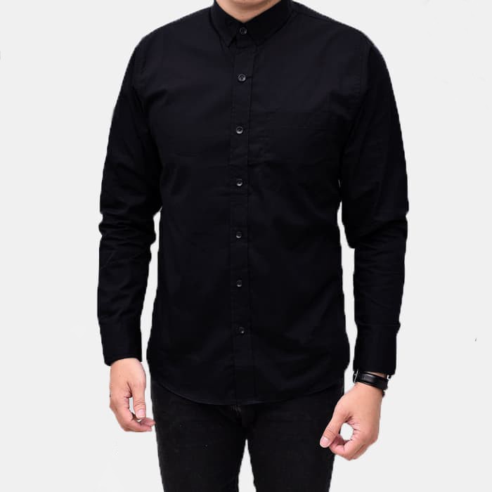 kemeja pria katun koko lengan panjang hem dewasa terbaru U1L8 baju fashion premium slimfit casual ka