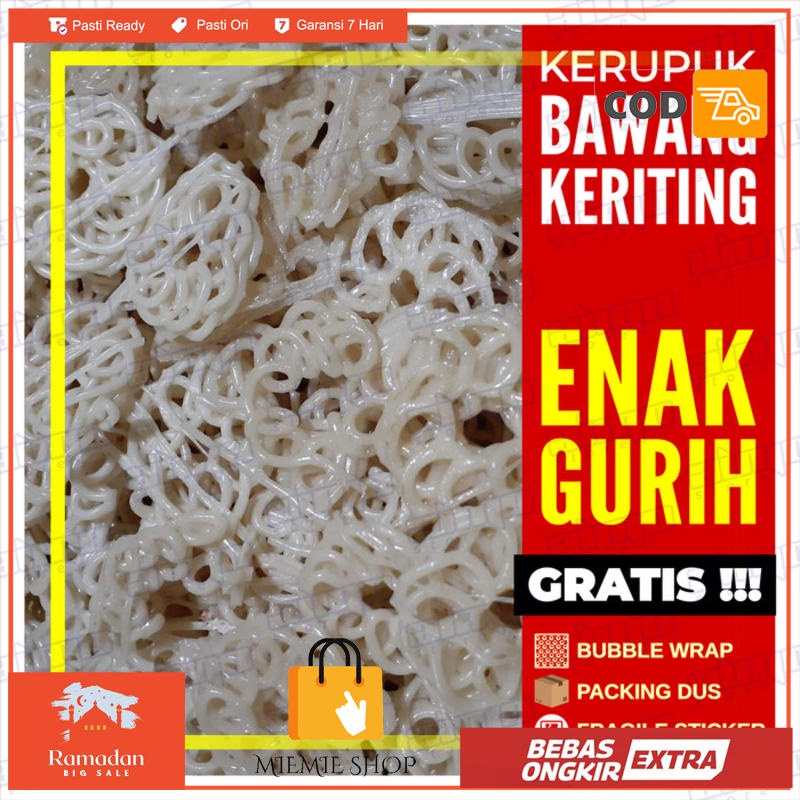 

Kerupuk Keriting Kecil Mentah Krupuk Mawar Putih Rasa Bawang 250gr