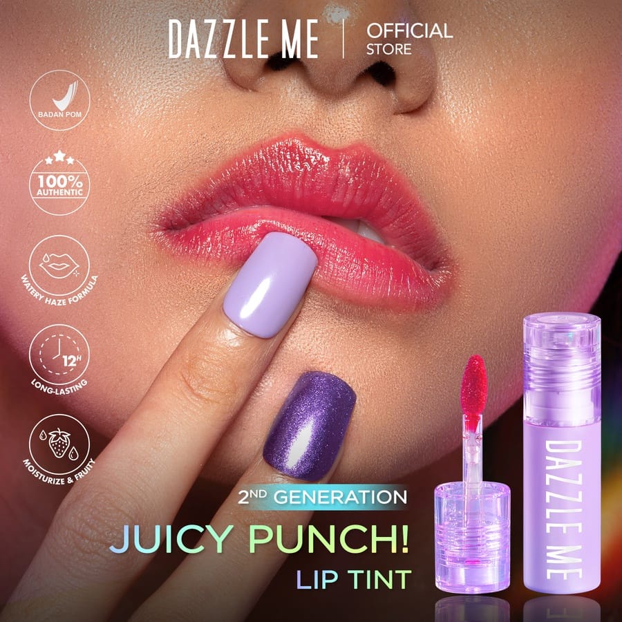 DAZZLE ME Juicy Punch! Lip Tint | Matte 7 Colors Super Stay Liptint Longlasting 12 jam Nourish Lip Stain