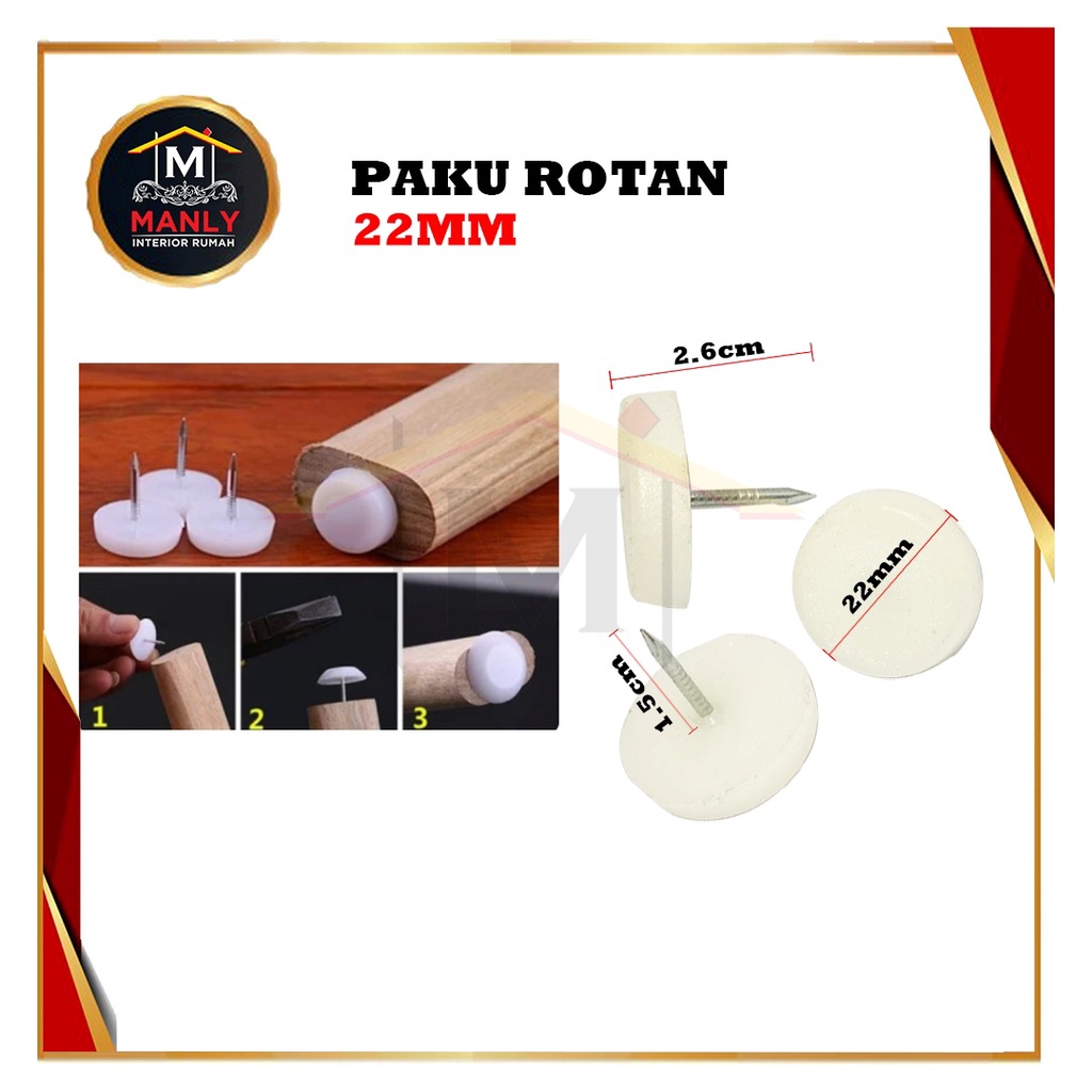 Skrup Paku Oval Rotan Alas Kaki Kursi Meja Lemari / Paku Rotan Tebal Isi 1 Pcs.