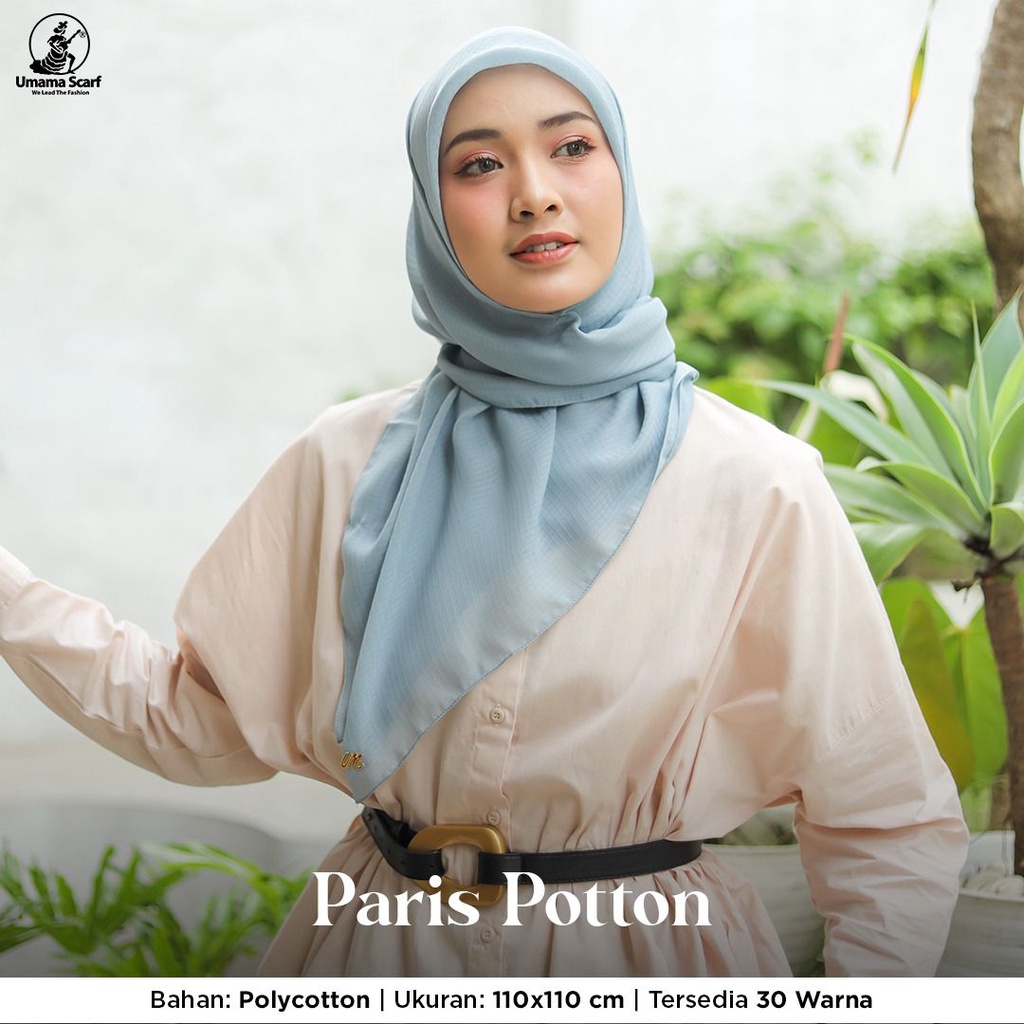 Kerudung Polos PARIS POTTON Segiempat Jahit tepi Original By Umama Scarf 110x110cm