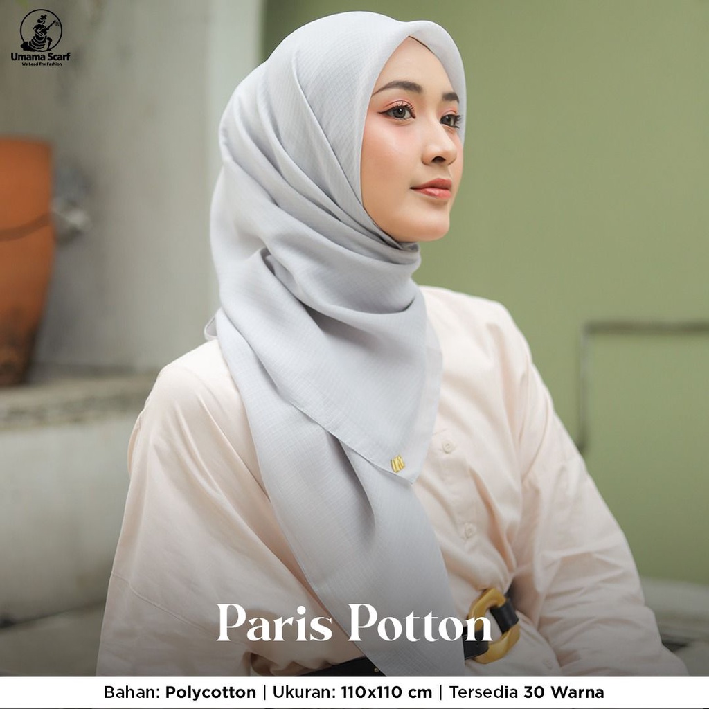 Kerudung Polos PARIS POTTON Segiempat Jahit tepi Original By Umama Scarf 110x110cm