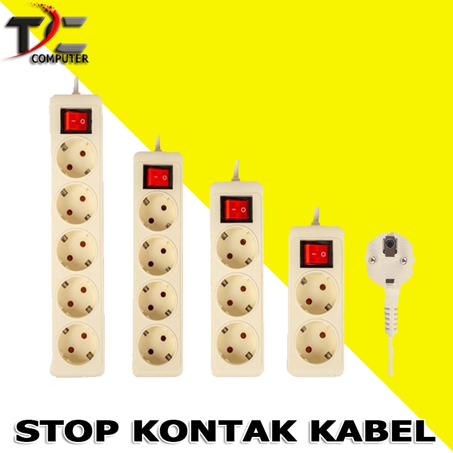 STOP KONTAK PLUS KABEL 2,3,4,5 LUBANG 1.5 METER - 3 METER