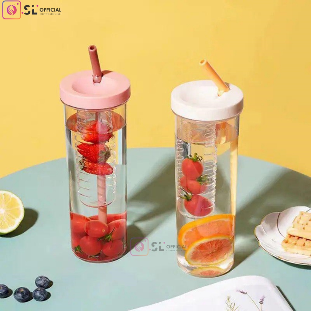 Botol Minum Infused 700ml / Botol Minum + Sedotan / Botol Sedotan Infused / Tumblr Cup Unik