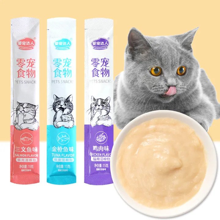 Fattening Pet Strip Snack Kucing Penggemuk Makanan Wet Cat Food Creamy Treats