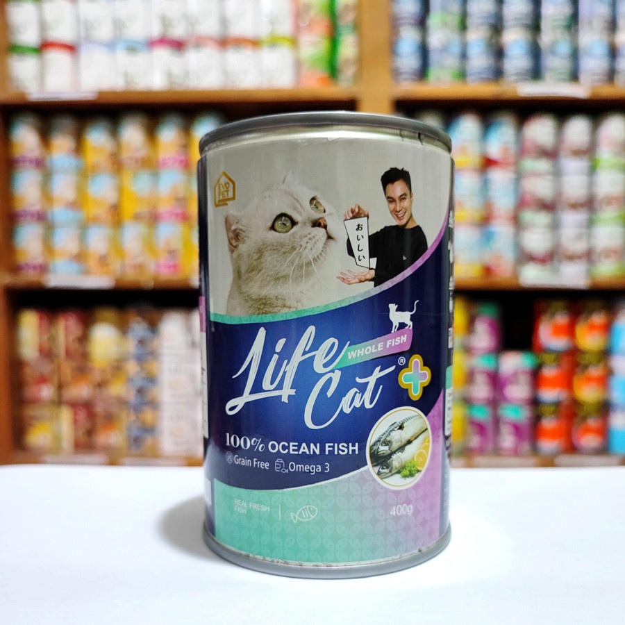 6 pcs - Life Cat Kaleng Plus 400gr Wet Cat Food - Ocean Fish Whole Fish