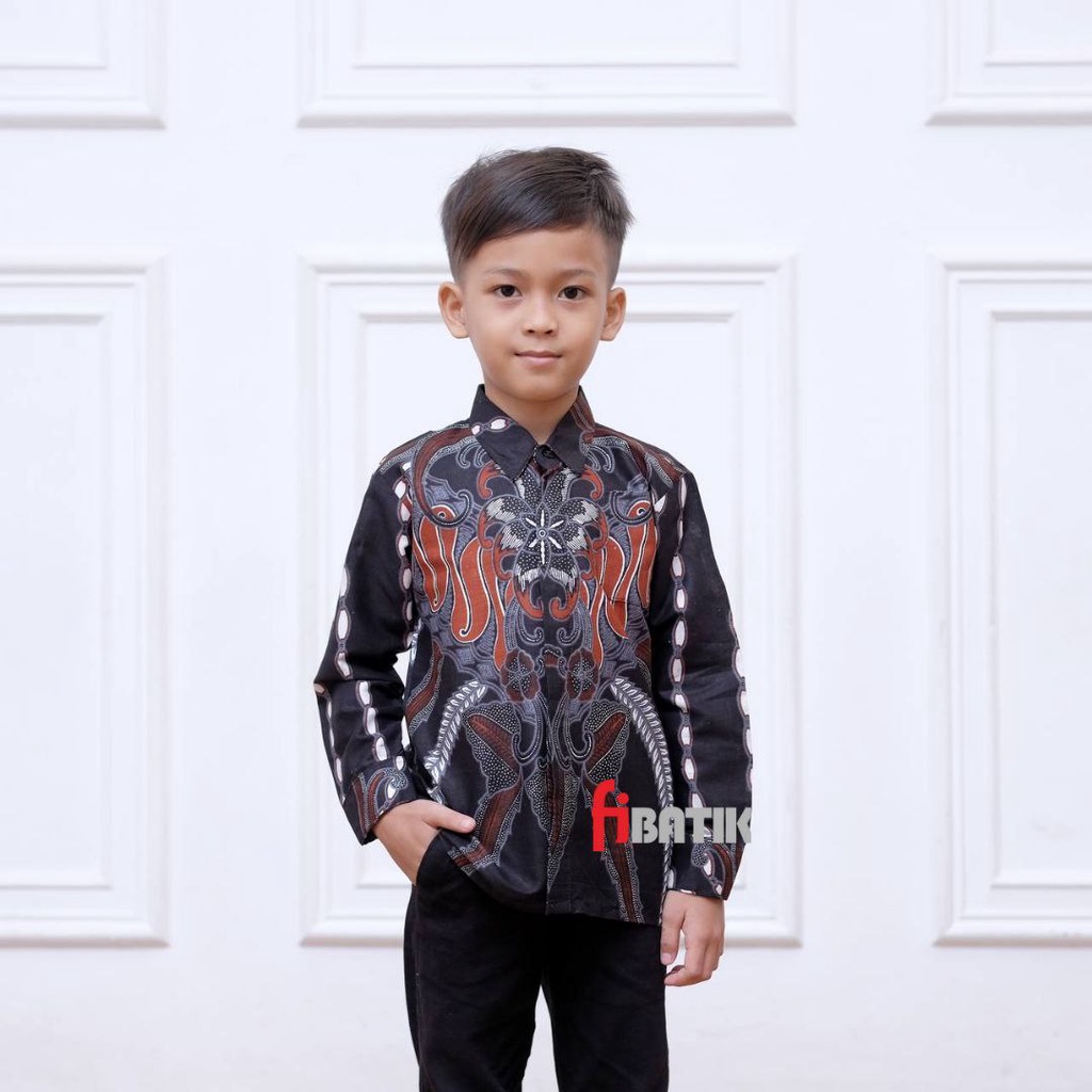 Kemeja Batik Anak Laki-laki Lengan Panjang Couple Batik Ayah Anak Cowok Motif Banteng