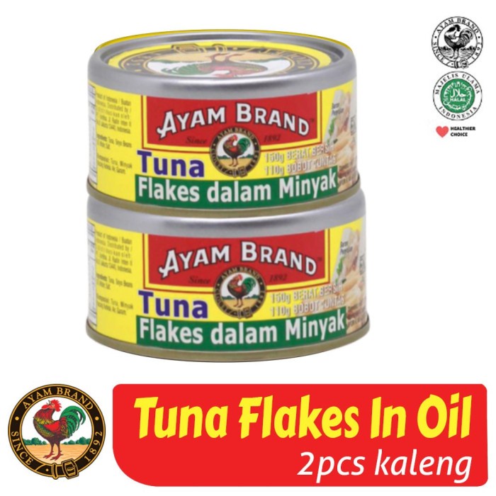 

IKAN TUNA KALENG FLAKES IN OIL AYAM BRAND 150GR ISI 2 PCS
