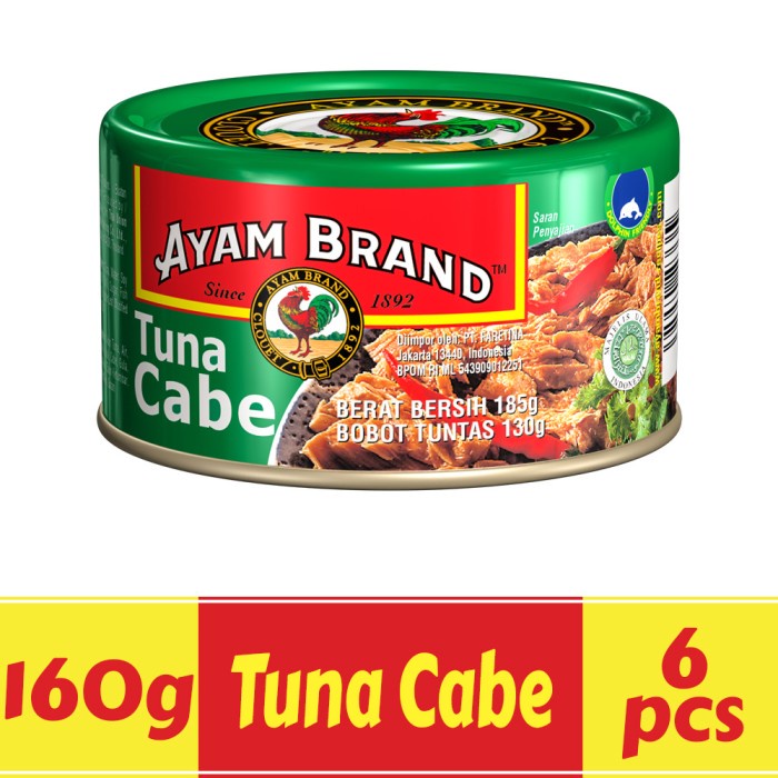 

IKAN TUNA KALENG PAKET 6 PCS CABE HOT AYAM BRAND 160GR