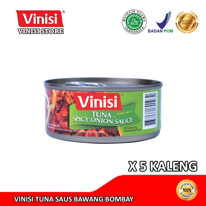 

PAKET 5 KALENG VINISI TUNA SAUS BAWANG BOMBAY 140 GR