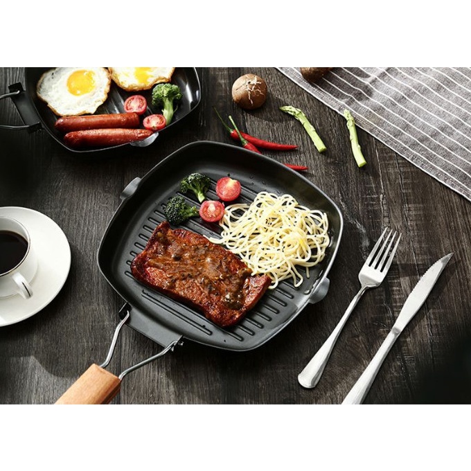 grill pan  Panci Steak Grill Pan Teflon Anti Lengket Size 24Cm 320-53(S8I1) grill pan anti lengket m