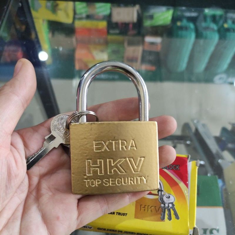 gembok kuning HKV 60mm/ kunci gembok kecil 60mm( isi kunci 3pc)