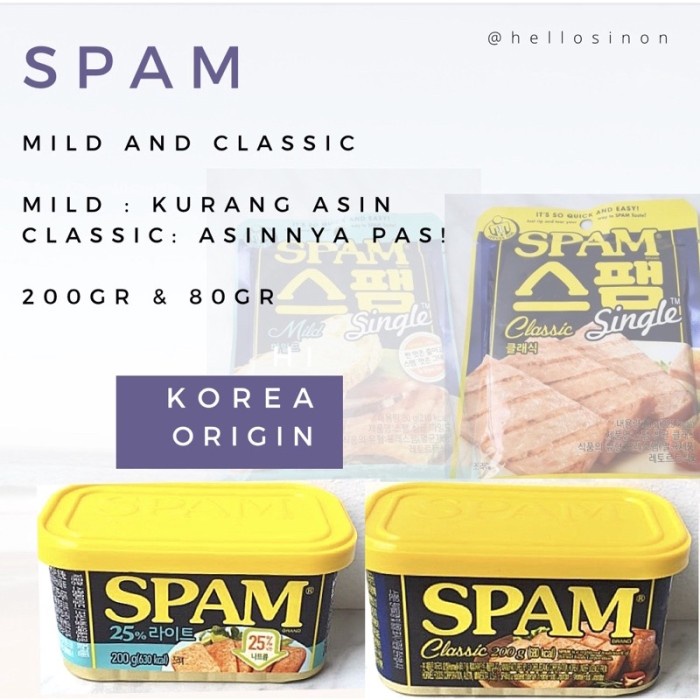 

SPAM HAM KOREA CLASSIC MILD 80GR 200GR KALENG DAGING
