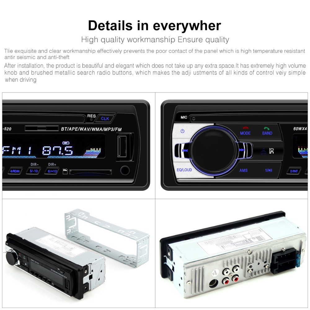Bluetooth JSD-520 Tape Audio Mobil Multifungsi Bluetooth MP3 FM Radio JSD 520  Stereo Auto  radio car radio 1din 12V In-dash 1 Din FM Aux SD USB MP3 Car audio Player MP3 Player Decoder Board Kit Module Audio USB Micro Sd Spea