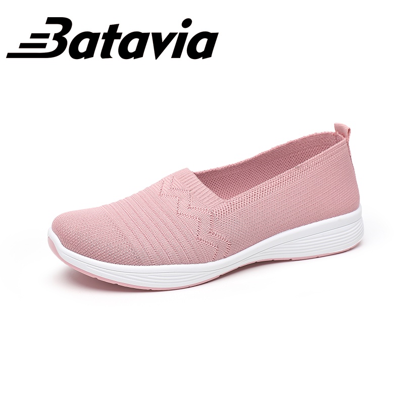 2023 Batavia Baru import sepatu wanita Sepatu hitam Wanita sepatu flyknit Sepatu Wanita ibu sepatu flat rajut Sepatu Wanita Dewasa Sepatu pantafel Wanita Sepatu Wanita Merek A163