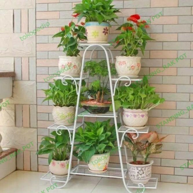 Rak Pot Bunga Besi Susun 9/Standing Pot Besi Untuk 9 Pot