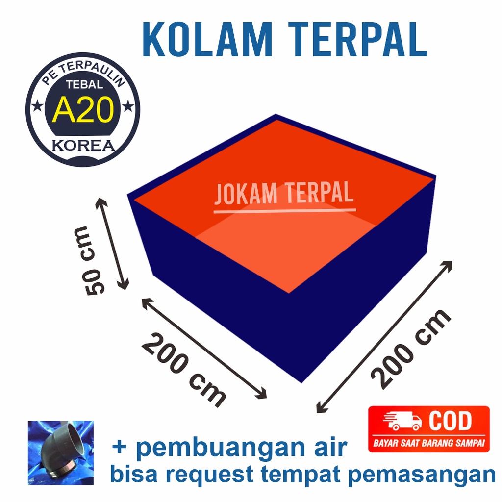 Terpal kolam terpal ikan kotak 2x2x0,5 cocok untuk budidaya ikan