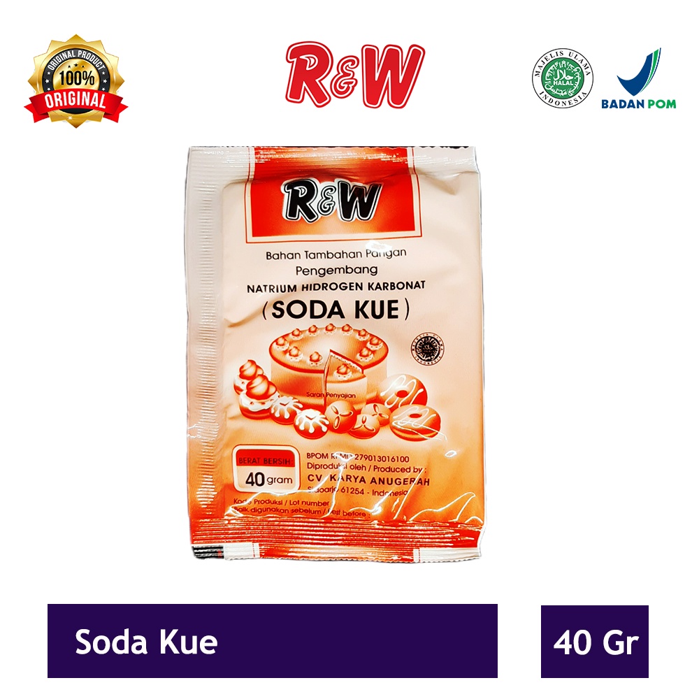 Soda Kue Baking Soda Pengembang Kue Rajawali R&amp;W RW 40 gr