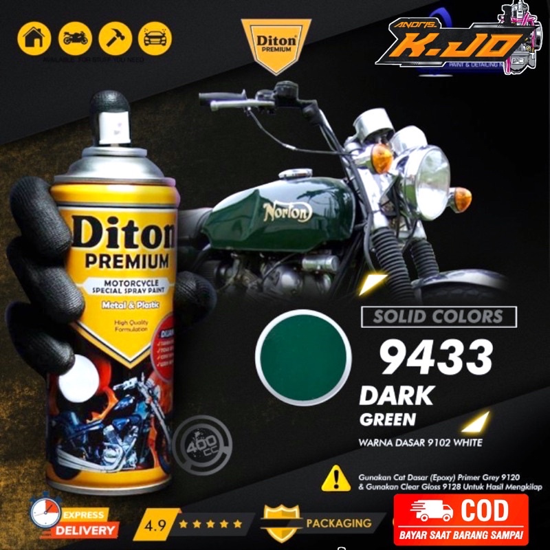 New DITON Premium SOLID COLORS Pilok Pilox Cat Semprot 9432 Dark Green / Hijau Tua / Hijau Gelap (40