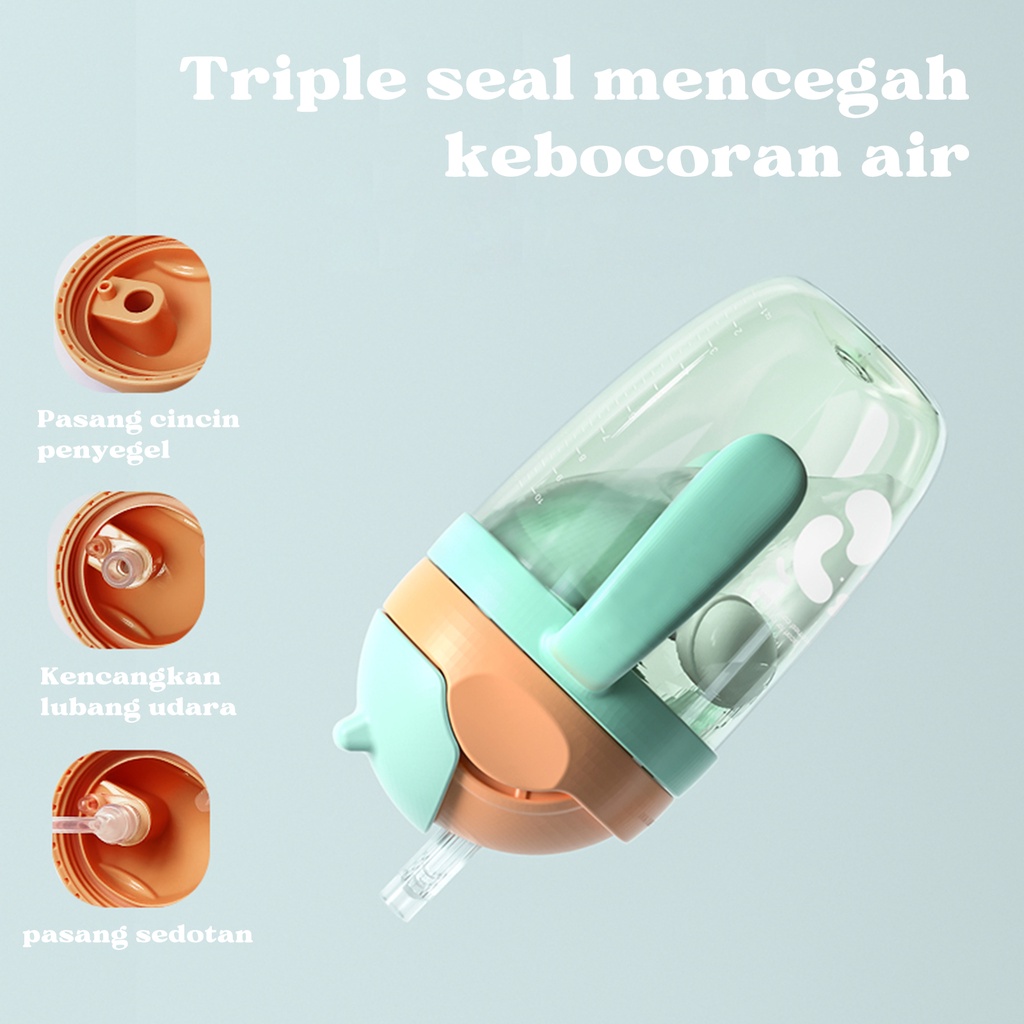 1 Cangkir 3 Botol Air Minum Anak Sedotan Anti Tumpah BPA Free Tali Panjang Botol Minum Anak Cangkir Pelatihan Sippy Portabel