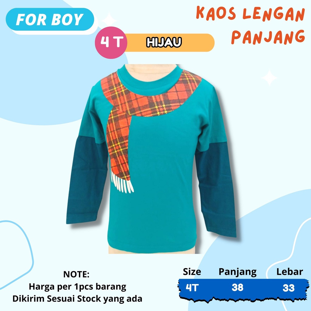 KAOS Oblong Lengan Panjang Anak Cowok Usia 2 - 10 Tahun Atasan anak laki-laki warna kids tsirt