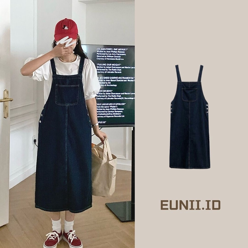 EUNII Rok Import Split Gaun Tali Kekinian Rok Wanita Longdress Oversize Korean Style