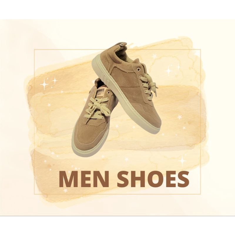 NEW Sepatu Sneakers Kulit Suede Coklat Brown Pria Import