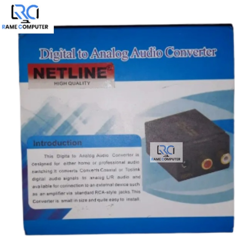 NETLINE DIGITAL TO ANALOG AUDIO CONVERTER HIGH QUALITY + KABEL TOSLINK 1.5M
