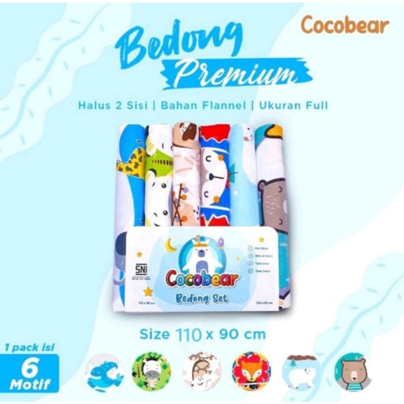 Bedong Cocobear Flanel Ukuran 110x90cm Isi 6pcs