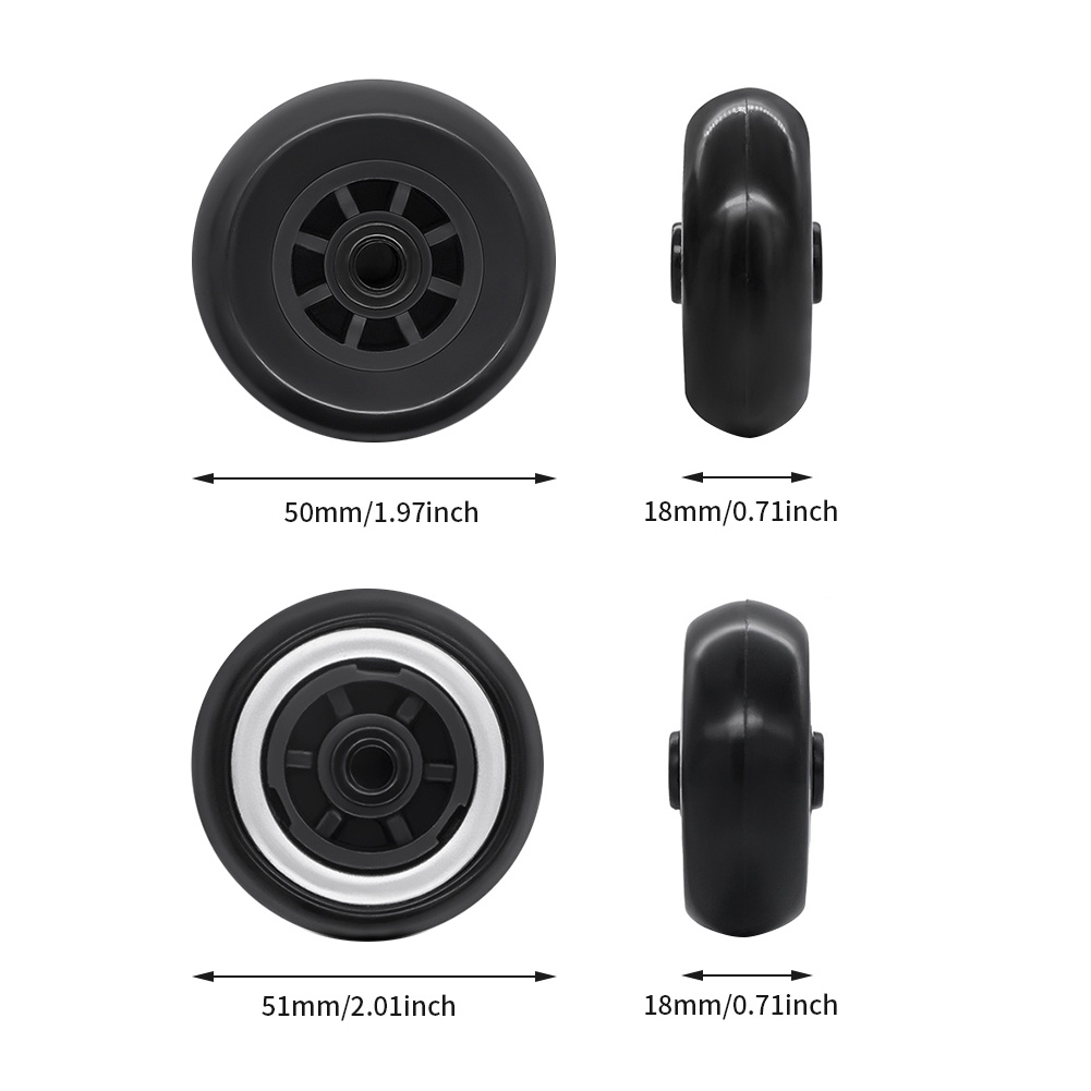 【4 PCS】Roda Koper Pengganti Karet Luggage Replacement Wheel 50  60 x 18 mm Rubber Suitcase Wheels