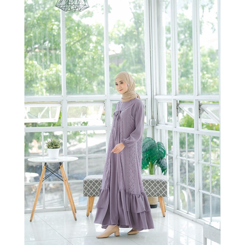 LIMITED - HELEVA DRESS OUTER BRUKAT DRESS WANITA AIRFLOW CRINKLE PREMIUM - EID SERIES