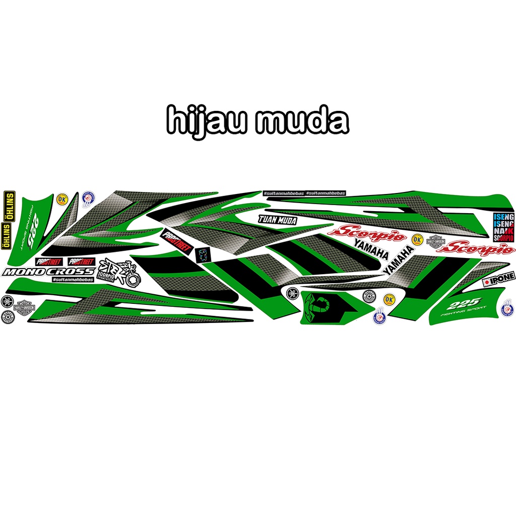 Stiker stripigng scorpio steko warna hijau muda