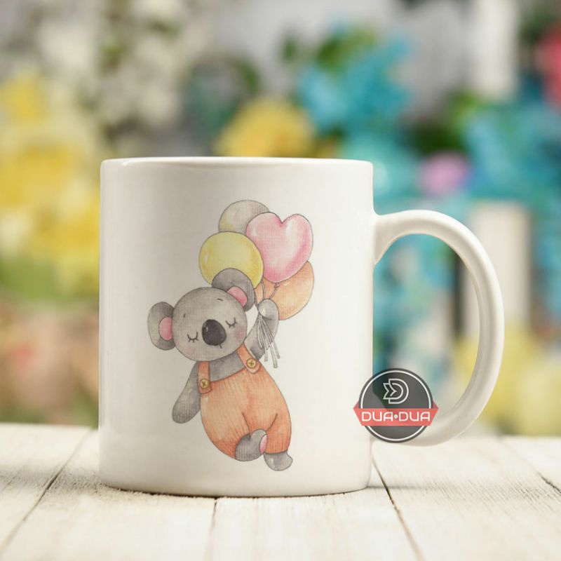Mug keramik watercolor with cute koala balloMug keramik watermelons isolatedons.