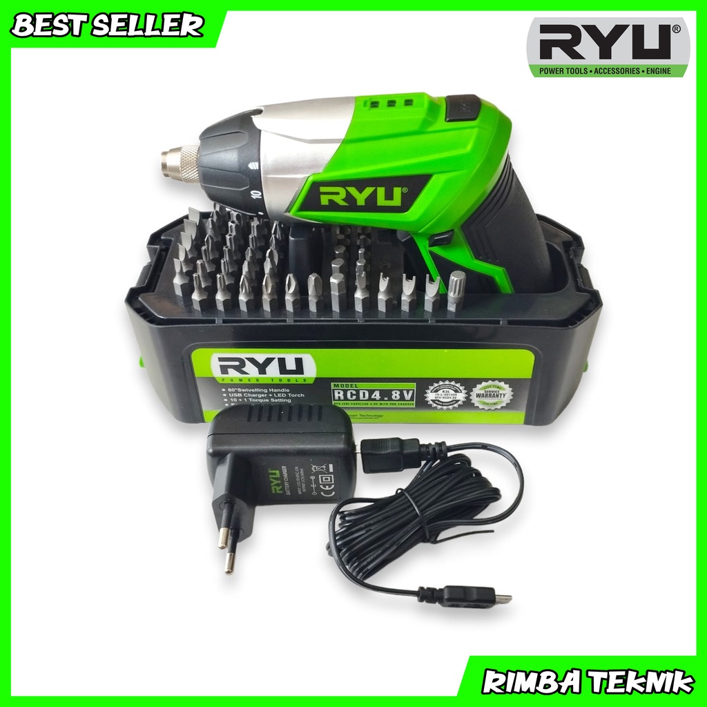 RYU cordless screwdriver 4.8v mesin bor mini 2 fungsi free aksesoris