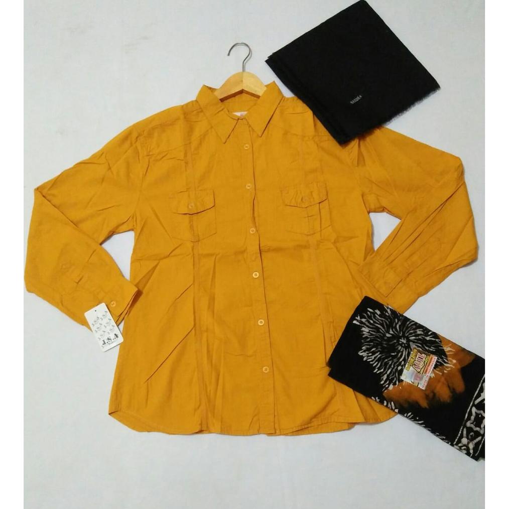 Setelan Santriwati Jsa Setelan Santri Putri Satu Set One Set Baju Pondok Kemeja Sarung Aqil Kerudung